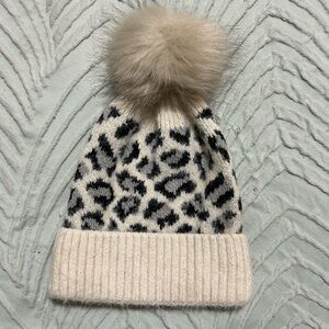 Leopard Print Beanie with Pom Pom